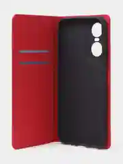 Красный чехол-книжка для Tecno Pop 6 Pro из нубука Super Creative