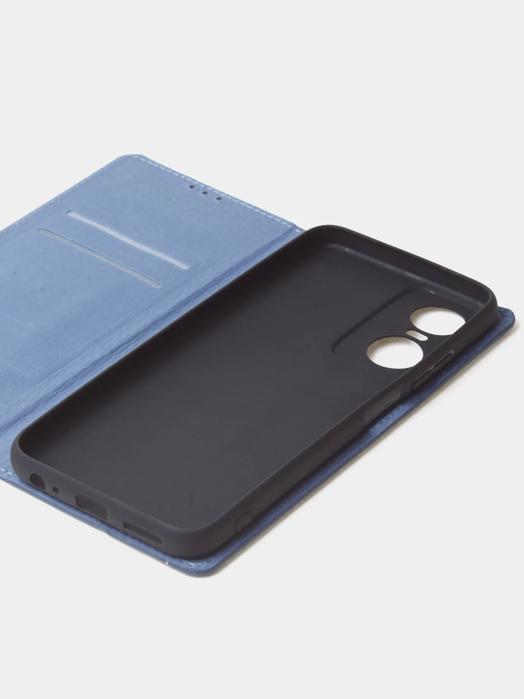 Синий чехол-книжка для Tecno Pop 6 Pro из нубука Super Creative