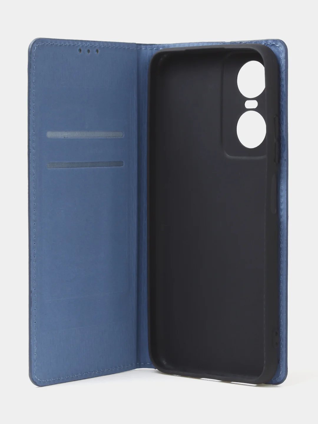 Синий чехол-книжка для Tecno Pop 6 Pro из нубука Super Creative