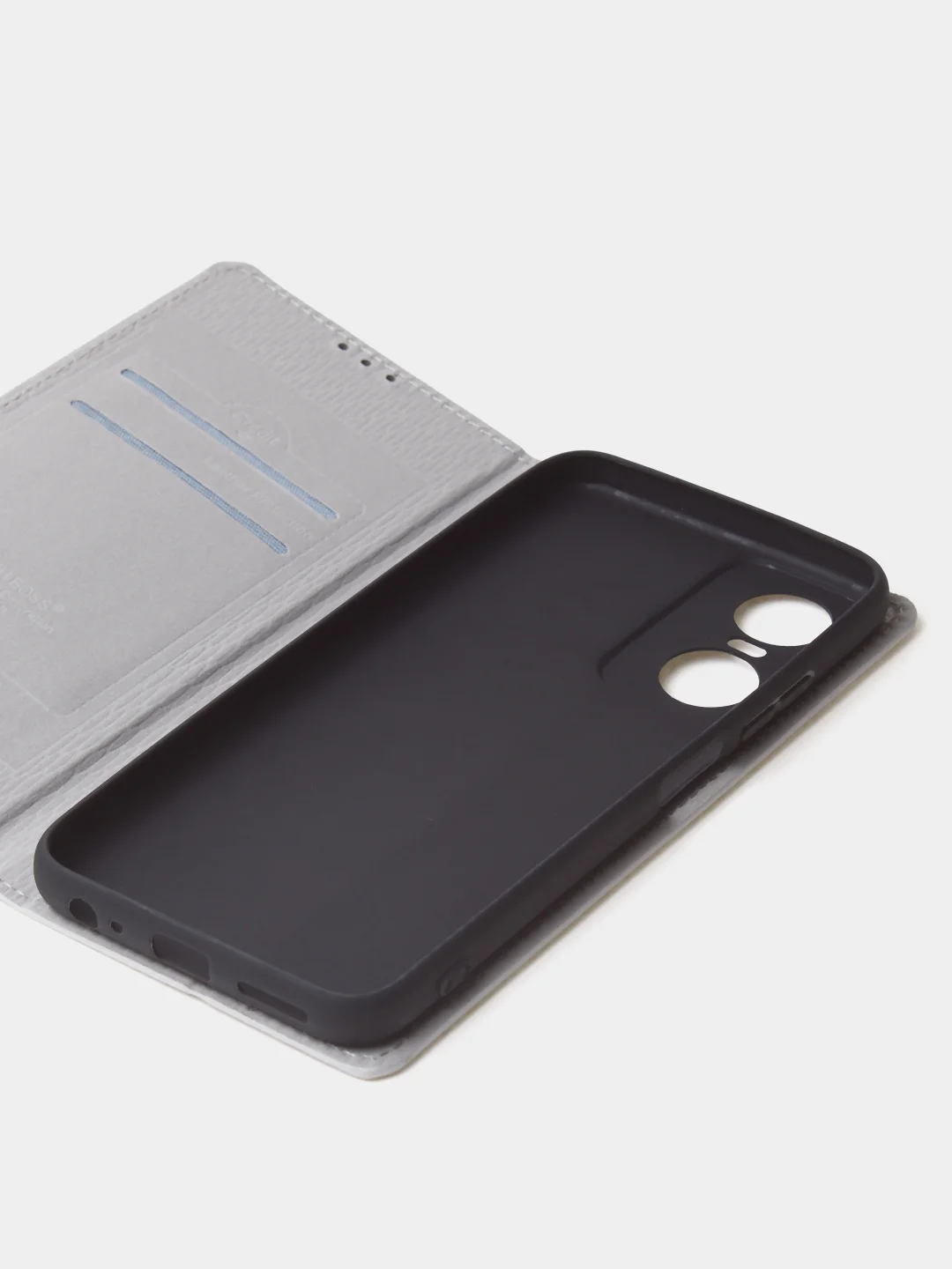 Тёмно-серый чехол-книжка для Tecno Pop 6 Pro из нубука Super Creative
