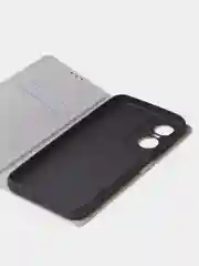 Тёмно-серый чехол-книжка для Tecno Pop 6 Pro из нубука Super Creative