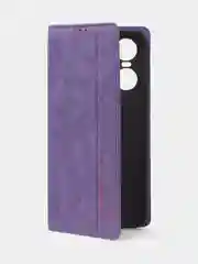 Фиолетовый чехол-книжка для Tecno Pop 6 Pro из нубука Super Creative