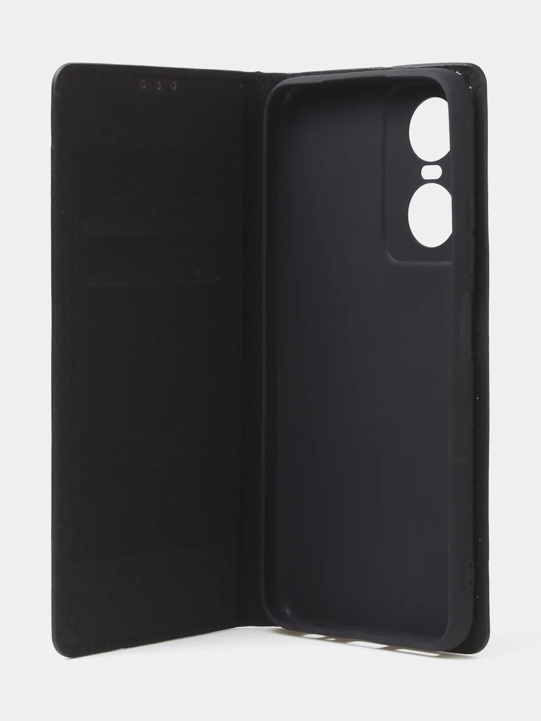 Черный чехол-книжка для Tecno Pop 6 Pro из нубука Super Creative