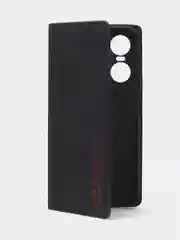 Черный чехол-книжка для Tecno Pop 6 Pro из нубука Super Creative