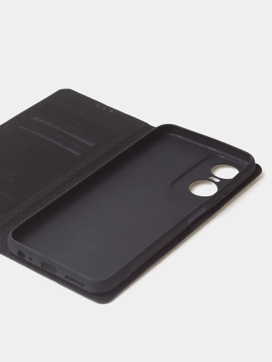 Черный чехол-книжка для Tecno Pop 6 Pro из нубука Super Creative