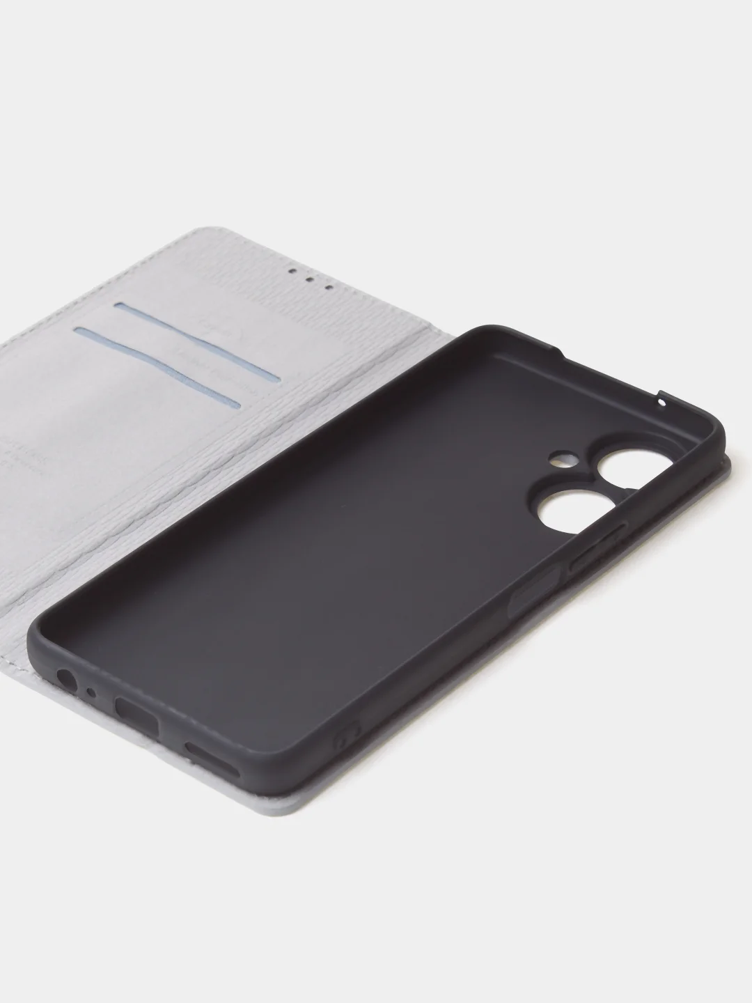 Серый чехол-книжка для Tecno Camon 19 / Tecno Camon 19 Pro из нубука Super Creative