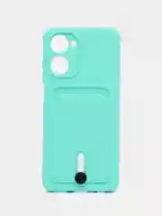 Бирюзовый чехол для Realme 10, Реалми 10 силиконовый, с карманом для карты