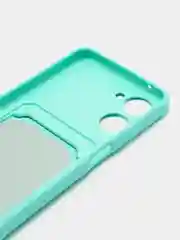 Бирюзовый чехол для Realme 10, Реалми 10 силиконовый, с карманом для карты