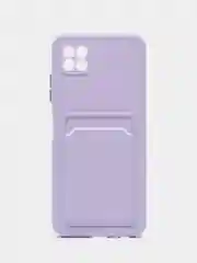 Сиреневый чехол Samsung Galaxy A22 5G A22S Самсунг Галакси А22 с карманом для карт прозрачный