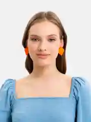 Оранжевый квадратные серьги, цветные, матовые / Женские серьги