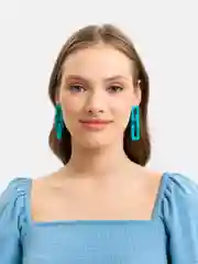 Бирюзовый серьги-цепочка, акриловые, цветные