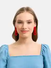 Красный серьги-цепочка, акриловые, цветные