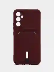 Бордовый чехол для Samsung Galaxy A34 / Самсунг Галакси А34, силиконовый, с карманом для карты