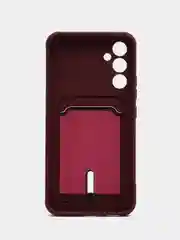 Бордовый чехол для Samsung Galaxy A34 / Самсунг Галакси А34, силиконовый, с карманом для карты