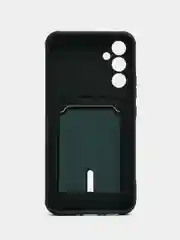 Тёмно-зелёный чехол для Samsung Galaxy A34 / Самсунг Галакси А34, силиконовый, с карманом для карты