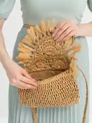 Карамельный сумка соломенная, женская