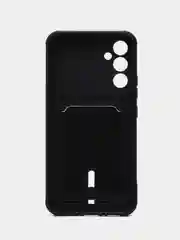 Черный чехол для Samsung Galaxy A34 / Самсунг Галакси А34, силиконовый, с карманом для карты