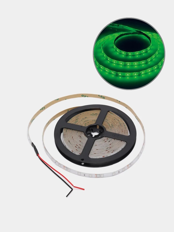 Лента светодиодная, 60SMD(2835)/m 4.8W/m 12V IP65 5m зеленый , LS604