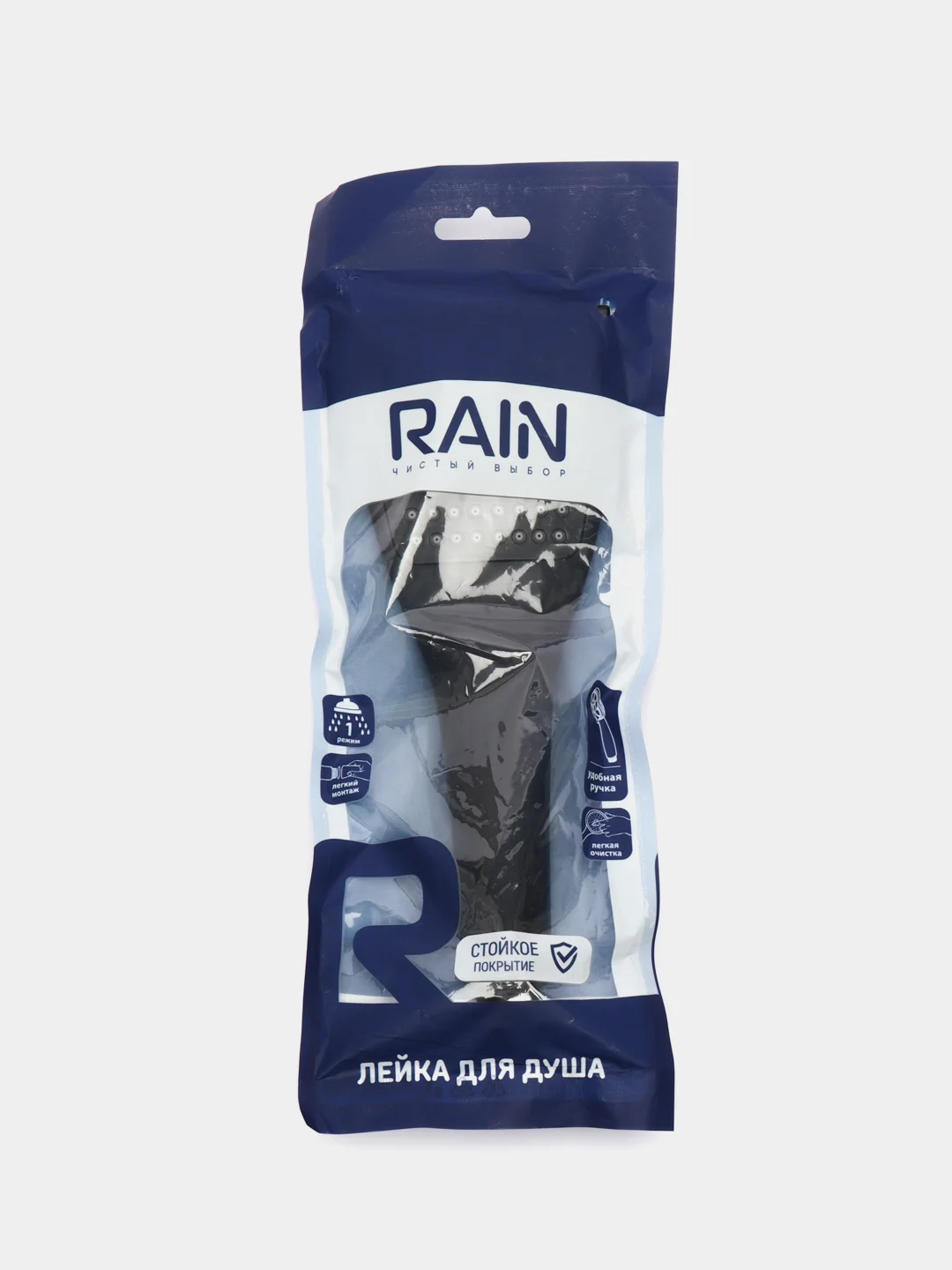 Лейка для душа RAIN, черная, 1 режим, 110 мм