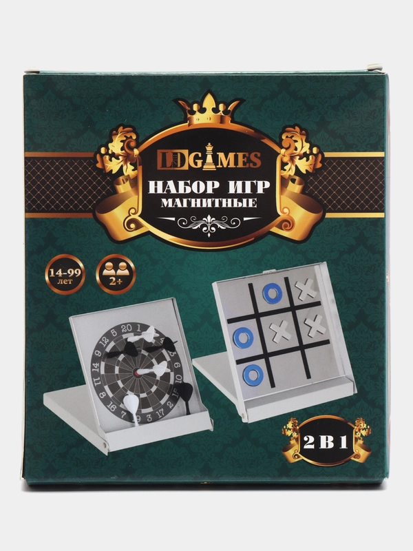 Набор магнитных игр LDGames 2 в 1, в металлической коробке, 14,3 х 12,7 х 1,6 см