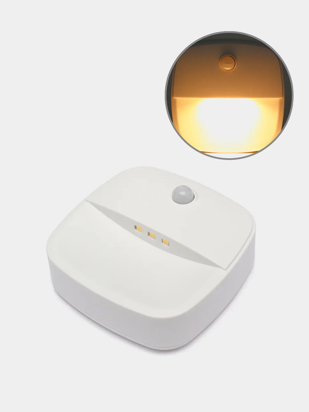 Светильник с датчиком движения и освещенности 3LED 0,5W 3м , IP20, 75*75*27mm,41881