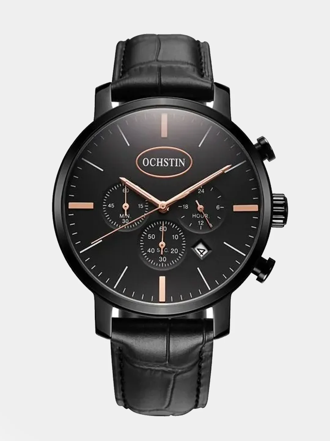 Черный мужские наручные часы Ochstin 6066A с хронографом в подарочной упаковке