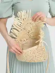 Кремовый сумка соломенная, женская