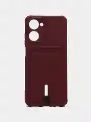 Бордовый чехол для Realme 10, Реалми 10 силиконовый, с карманом для карты