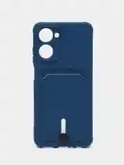 Синий чехол для Realme 10, Реалми 10 силиконовый, с карманом для карты