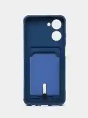 Синий чехол для Realme 10, Реалми 10 силиконовый, с карманом для карты