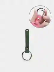 Тёмно-зелёный брелок для ключей с ремешком из кожи с замком карабином