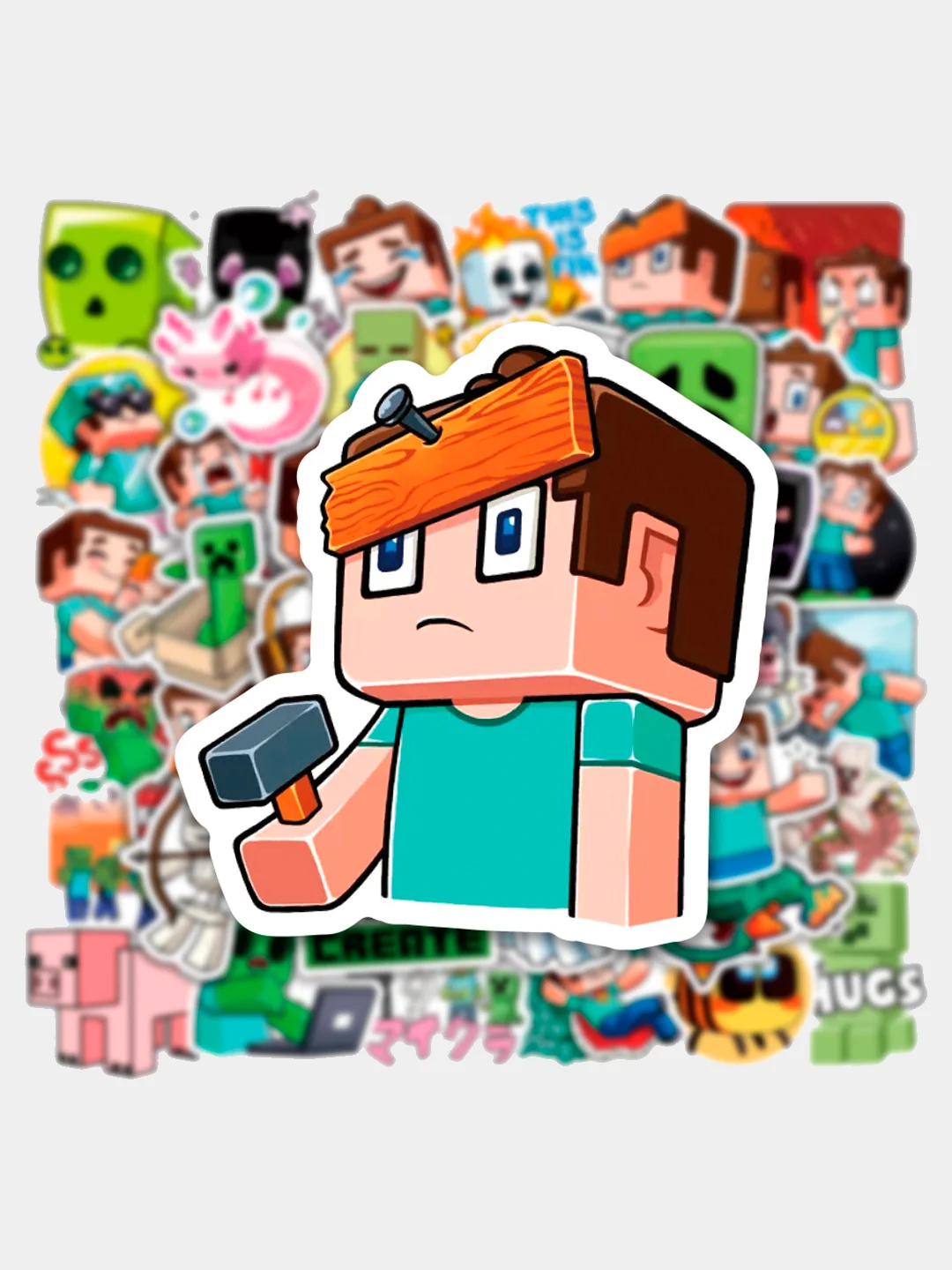 Черный наклейки-стикеры Minecraft (Майнкрафт) №4, 50 штук
