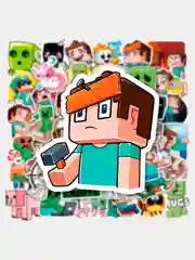 Черный наклейки-стикеры Minecraft (Майнкрафт) №4, 50 штук