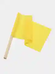 Желтый флажок сигнальный на деревянной палочке