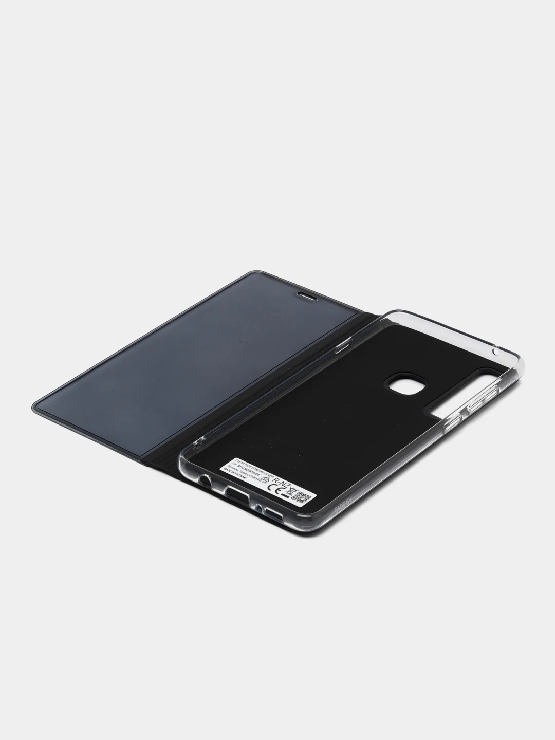 Серебряный чехол-книжка с прозрачным окном Samsung A6/A6 Plus/A8/A7/A9/J3/J4/J6/J8/A80/A81/A60/A91