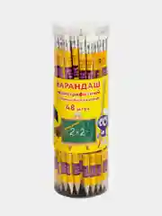 Карандаши простые чернографитные для рисования Hb с ластиком, Юнландия, 48 штук, 880765