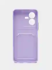 Сиреневый силиконовый чехол для Vivo Y22 / Y22S (Виво у22 / у22С), с карманом для карт