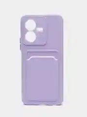 Сиреневый силиконовый чехол для Vivo Y22 / Y22S (Виво у22 / у22С), с карманом для карт
