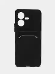 Черный силиконовый чехол для Vivo Y22 / Y22S (Виво у22 / у22С), с карманом для карт
