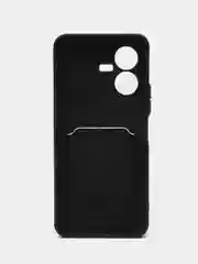Черный силиконовый чехол для Vivo Y22 / Y22S (Виво у22 / у22С), с карманом для карт