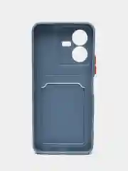 Синий меланж силиконовый чехол для Vivo Y22 / Y22S (Виво у22 / у22С), с карманом для карт