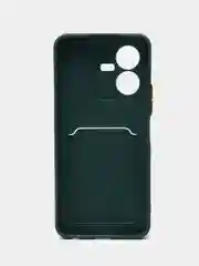 Зеленый силиконовый чехол для Vivo Y22 / Y22S (Виво у22 / у22С), с карманом для карт