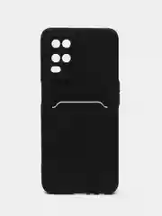 Черный силиконовый чехол для Oppo A54 (Оппо А54), с карманом для карт