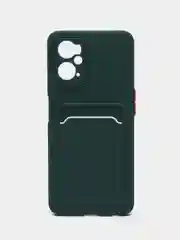 Зеленый чехол для Realme 9i / Oppo A96 (Реалми 9 ай / Оппо А96), с карманом для карт