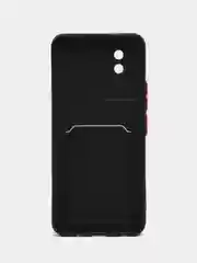 Черный силиконовый чехол для Vivo Y02 (Виво у02), с карманом для карт