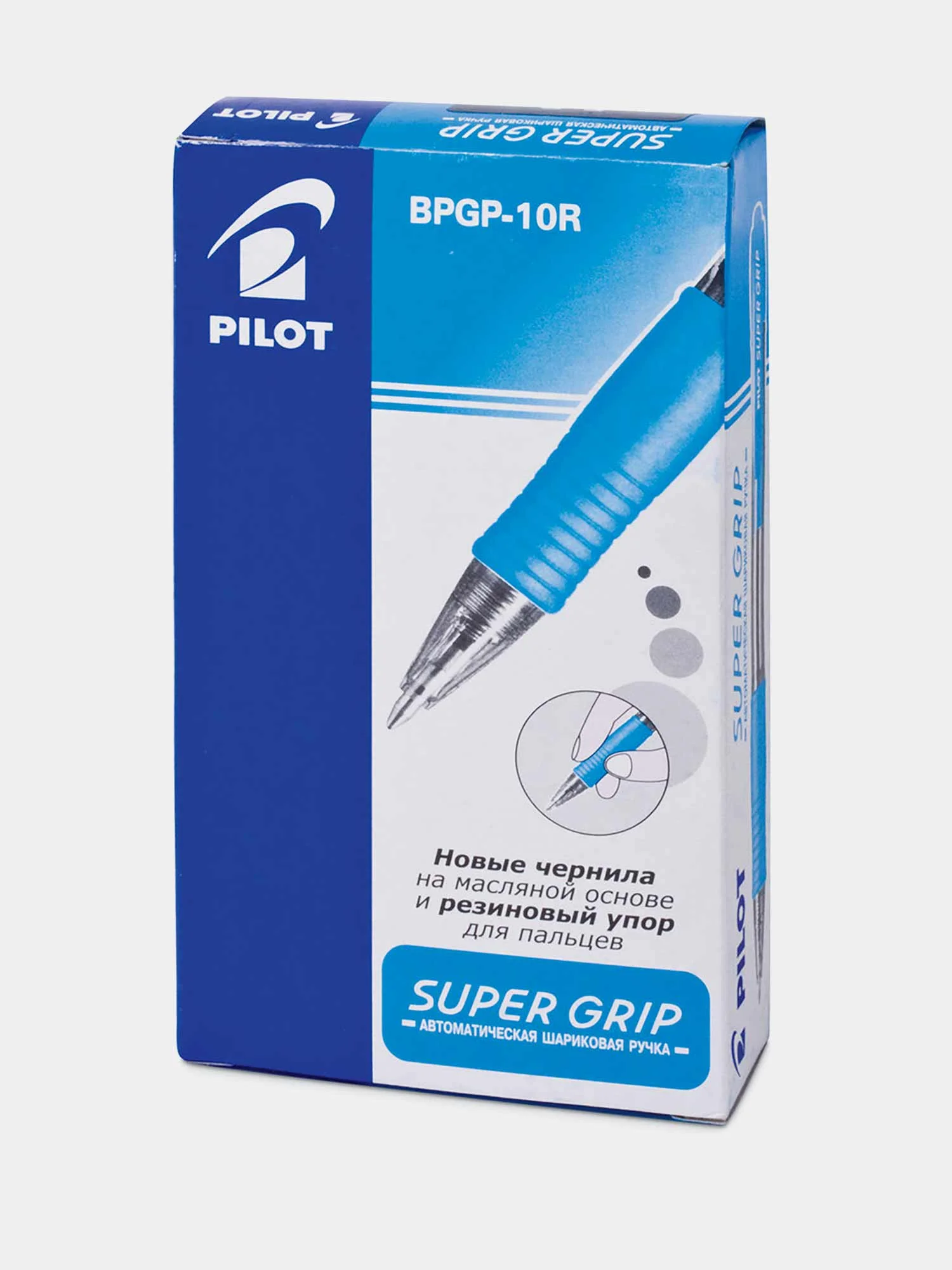 Ручка шариковая, автоматическая Pilot Super Grip, синяя, комплект 12 штук, 0,21 мм, 880577