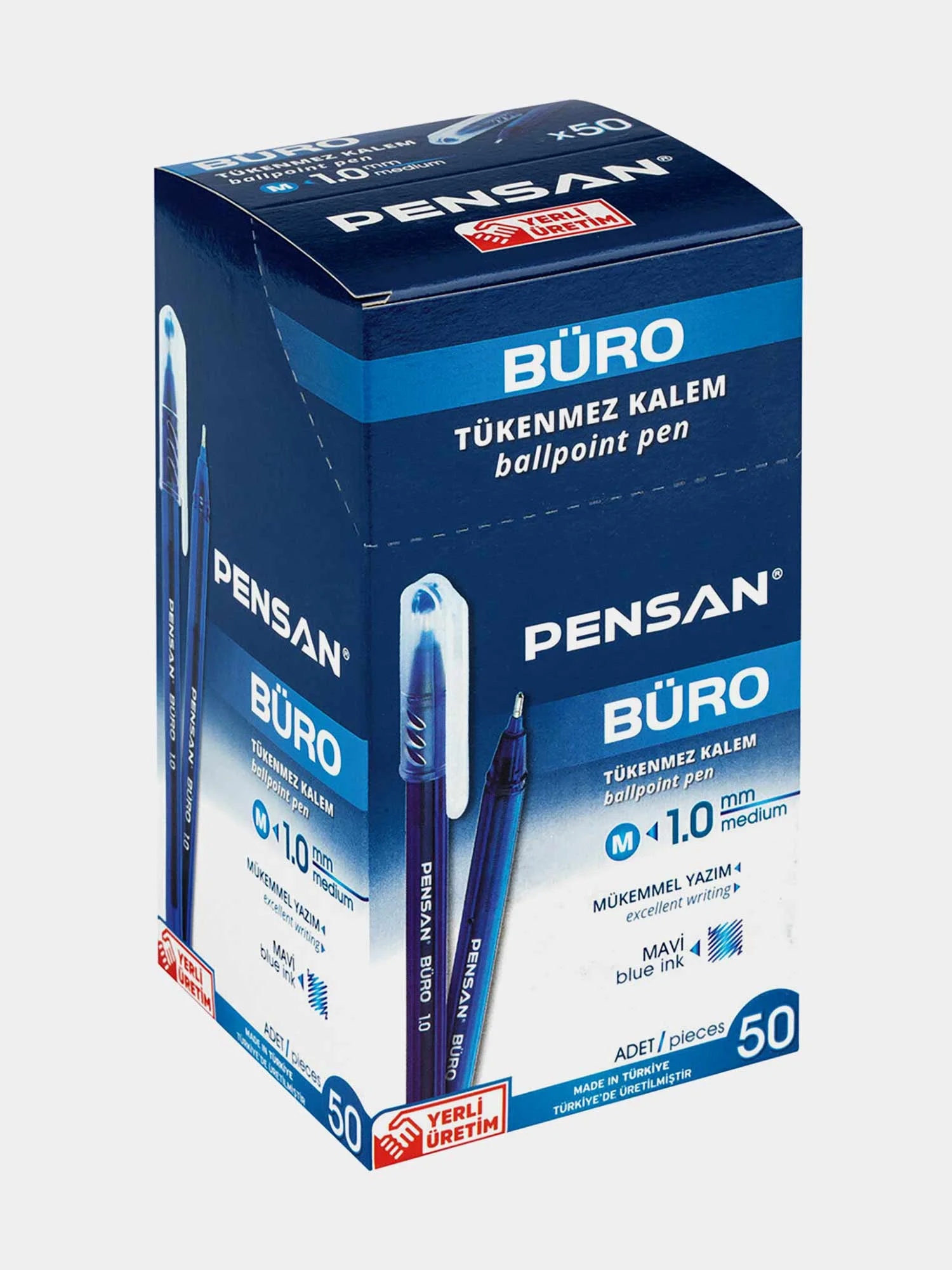 Ручка шариковая Pensan Buro, синяя, комплект 50 штук, линия письма 0,8 мм, 880590