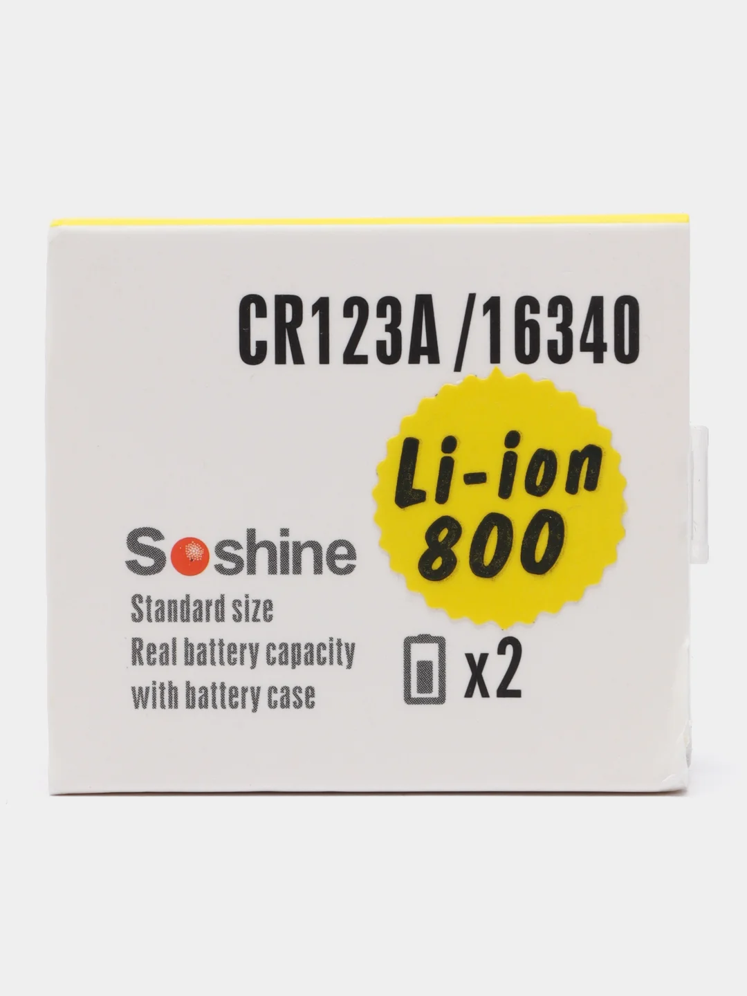 Аккумуляторы Soshine Lii-ion CR123A/16340, 800 mAh, 2 штуки