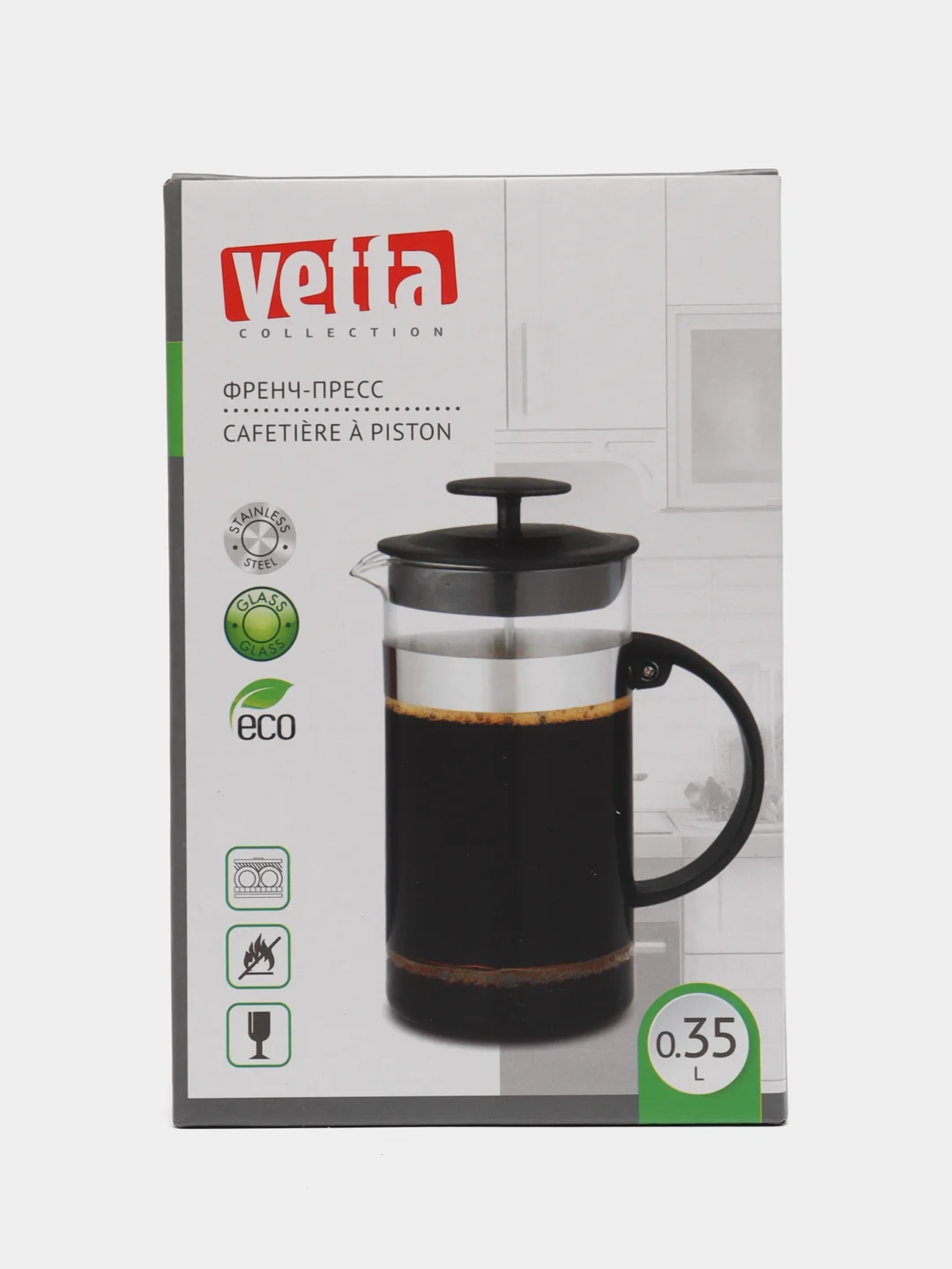 Френч-пресс VETTA, нержавеющая сталь, стекло, 350 мл, B05-350
