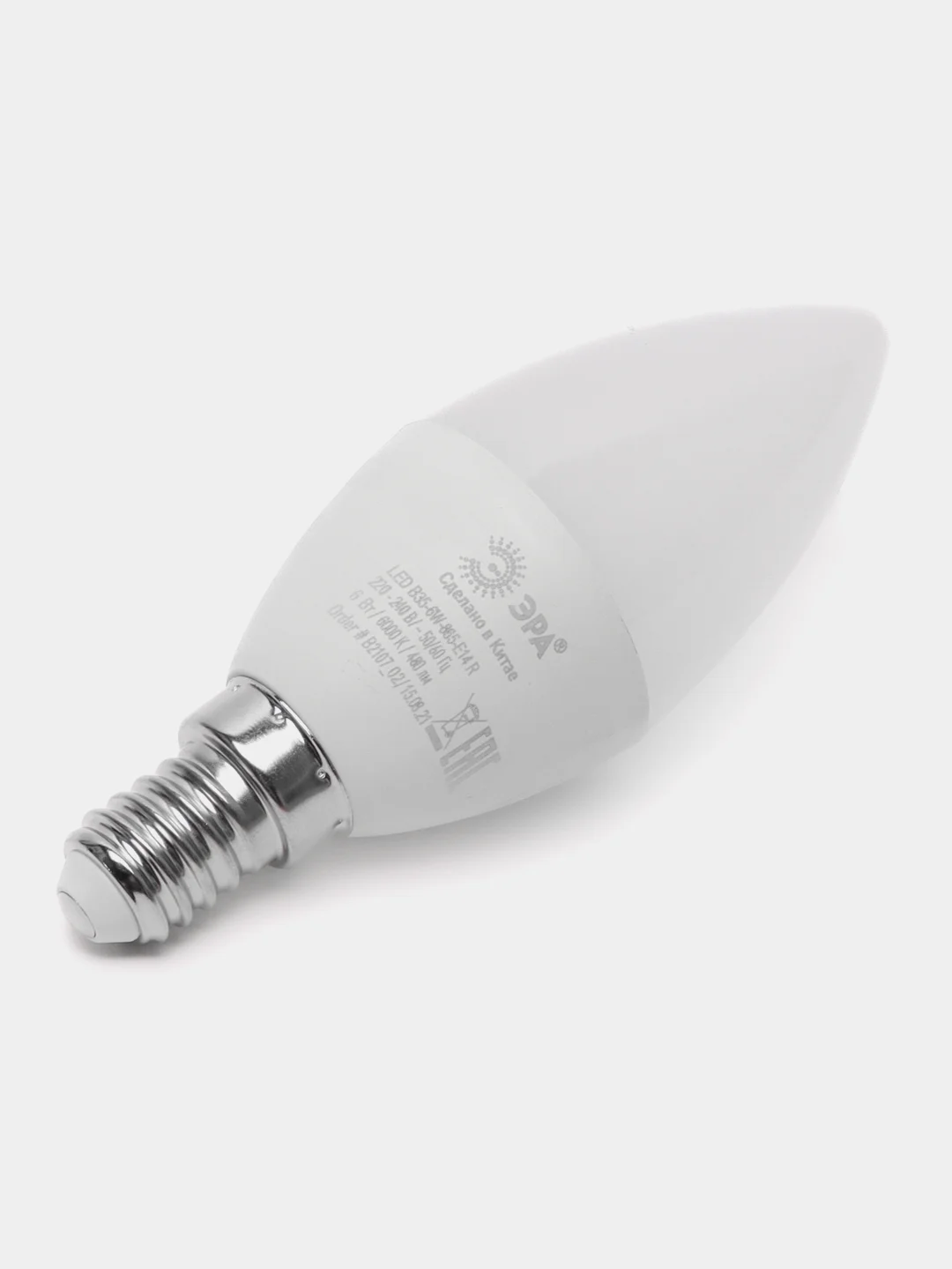 Лампа светодиодная LED ЭРА (диод, свеча, 6Вт, хол 6500 К, E14)